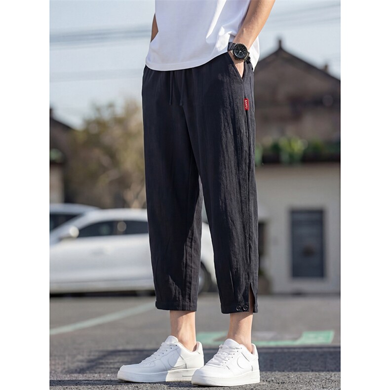 2026夏季新品七分休闲萝卜裤潮流脚口扣袢K383-P30，男装休闲裤，电商A178