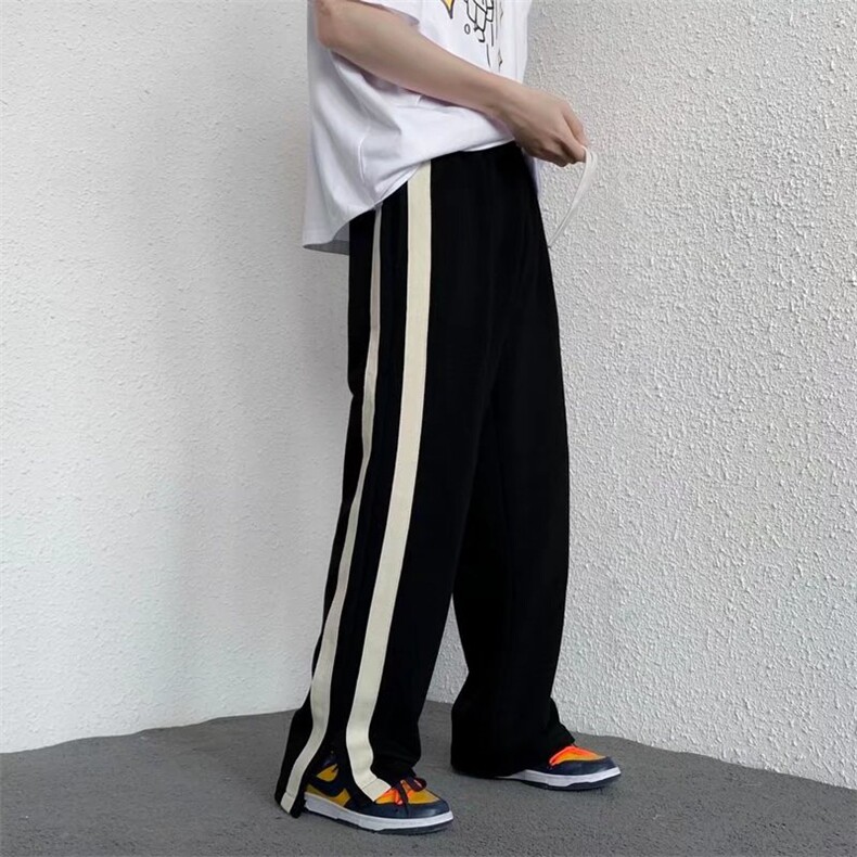 美式高街男裤ins潮直筒宽松百搭条纹垂坠感阔腿拖地裤AK341-p33,男装休闲裤,星座1008-1