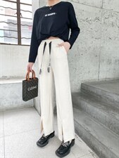 春季新款拖地裤前开叉裤，其它，蔓娅(6F)