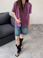2025年夏季短袖圆领休闲风时尚百搭通勤短袖，女装T恤，湘姗