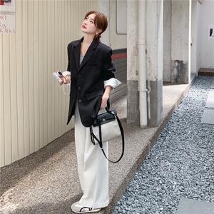撞色复古设计感条纹翻袖西装外套女2025秋季流行气质休闲淡人西服图片