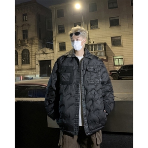 美式高街棉服外套男拼接字母帅气冬季2024新款ins棉衣MF196-P107图片