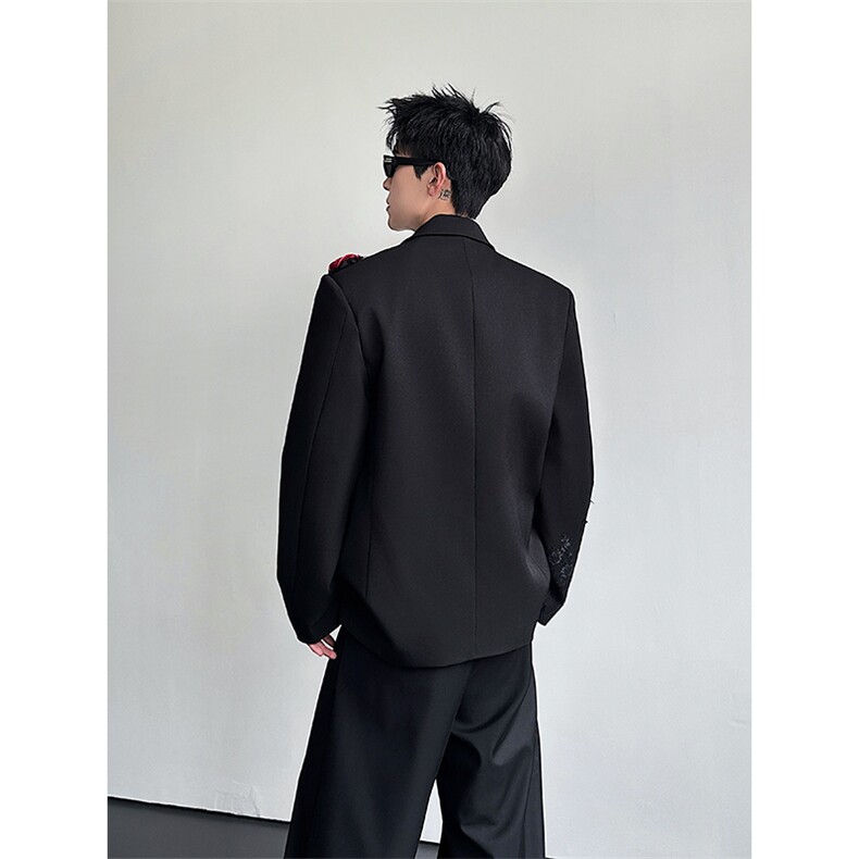 小众设计感双领西装外套男高级感立体花朵演出垫肩西服XZ25P188,男装西服套装,星座512-1（原513-3）