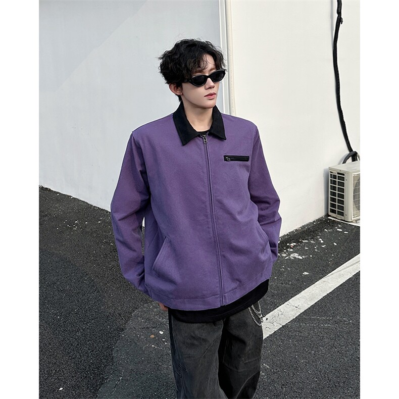 8XL-M春季水洗帆布短款夹克男生vintage美式复古工装外套JK003P98,男装夹克,电商B312