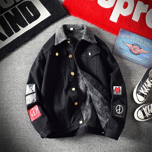 jk618J-p70-限价98 麒麟冬季加厚加绒 牛仔外套男新款宽松夹克图片