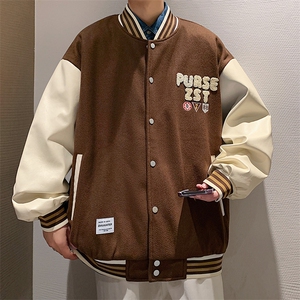 港风上衣夹克宽松落肩拼色棒球服外套JK714-P68图片
