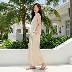 套装女夏季简约纯色清爽两件套，女装套装/套裙，芙芮