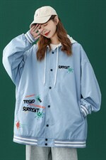 中性风2023秋季设计感小众港风涂鸦印花连帽夹克G22p65控88，男装夹克，A247A