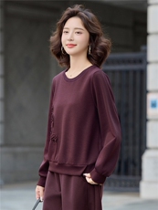 2025年秋季新款时尚休闲立体盘花套头卫衣，女装T恤，深水步