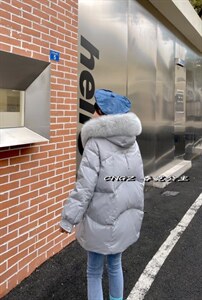 大毛领闪光羽绒服图片