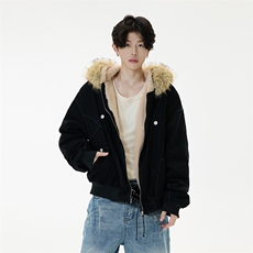 美式复古座山雕毛领连帽棉衣棉服男女宽松休闲加厚外套YD03-P140，男装棉衣，星座509