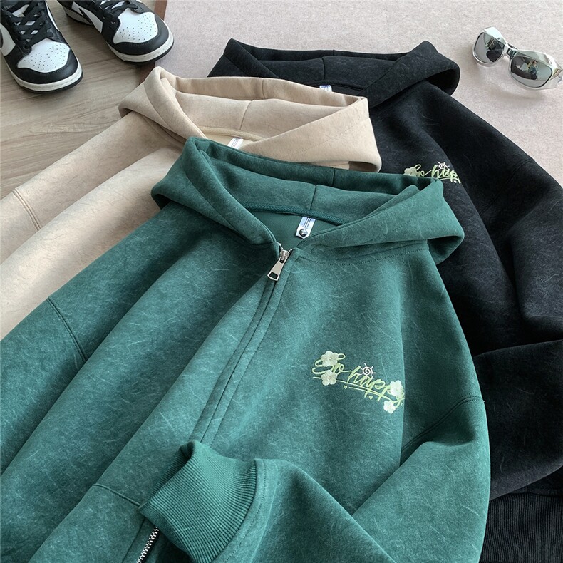 同底同色秋冬450克加厚砂洗做旧双头拉链开衫连帽卫衣特P78控118,男装卫衣,电商A422-1