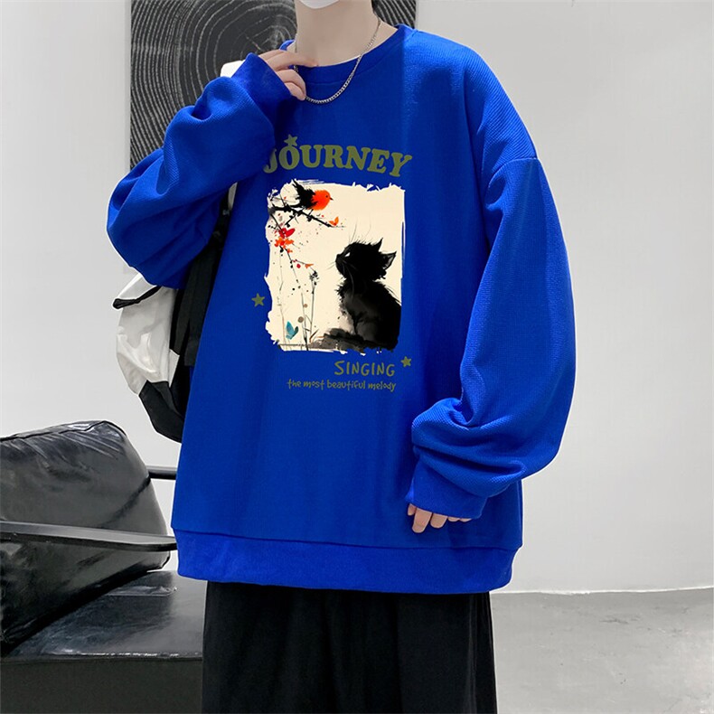 5XL华夫格卫衣男大码胖子圆领长袖t恤HW76433-P30,男装T恤,电商A040