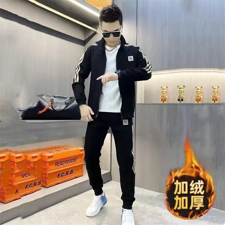 网图秋冬开衫立领加绒卫衣夹克运动休闲情侣百搭套装YY818-P78,男装夹克,电商C216
