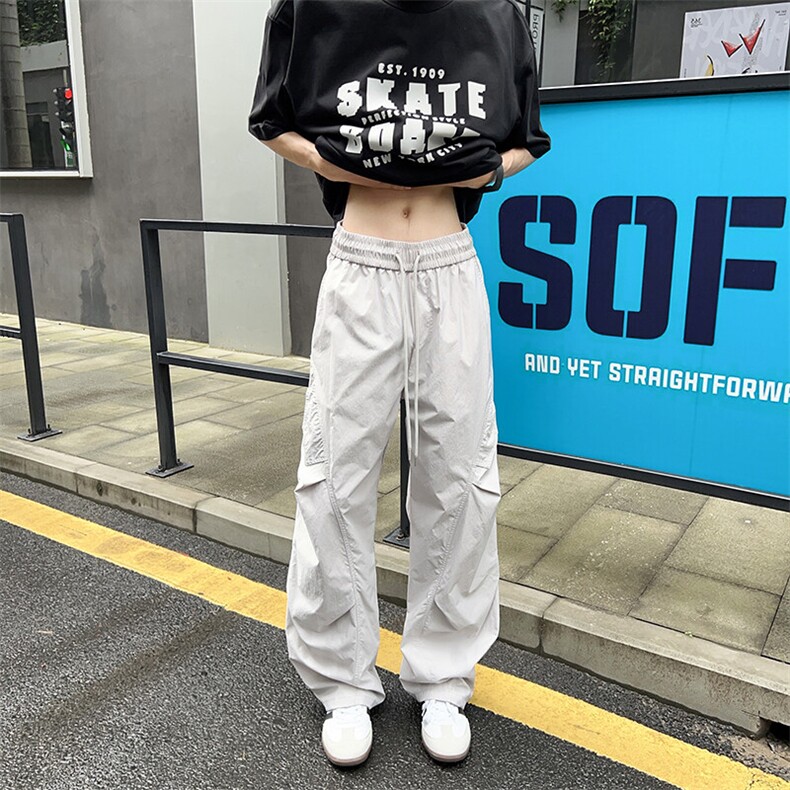 速干工装裤男款夏季冰丝阔腿运动伞兵裤子宽松直筒休闲裤,男装工装外套,星座410-6（原星座1304-1）