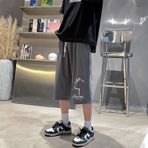 冰丝七分裤男大码速干短裤男五分裤 车景风格 QK72344-P25图片