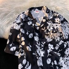 男夏季冰丝四面弹宽松古巴领短袖夏威夷衬衫C093P35，男装衬衫，星座1116-2