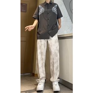 2025夏装飞鹰印花短袖衬衫男夏季宽松休闲半袖衬衣 CS608-特P40图片