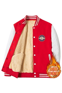 2025秋冬加绒加厚大码羊羔绒棒球服上衣XZ102A-4-387-P65图片