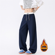 加绒休闲裤男冬季新款港风宽松华棉复合奥利绒阔腿裤JR58-P52，男装卫衣，星座214-3