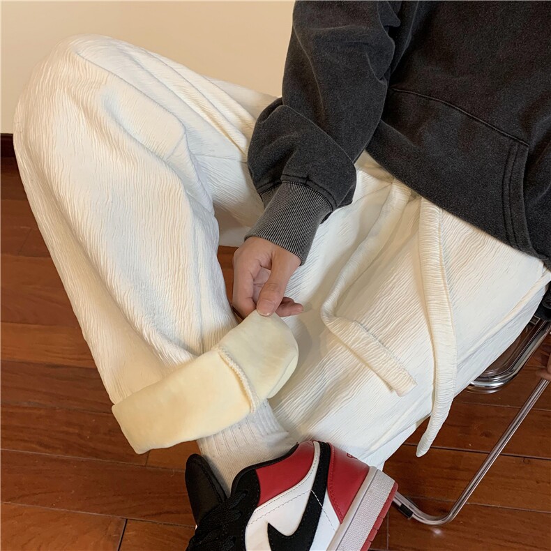 冬季纹理加绒加厚垂感休闲裤M~5XLXZ604-KG53JR-P65控78,男装卫衣,星座604