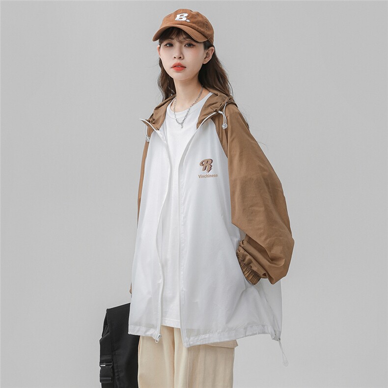 时尚薄款男女夏季新款山系撞色连帽防晒服UPF50+F61402P65控88,男装防晒衣,电商A268