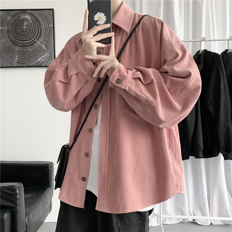 秋装 灯芯绒外套长袖衬衫宽松衬衣情侣男女学生中性潮 H215/P50图片