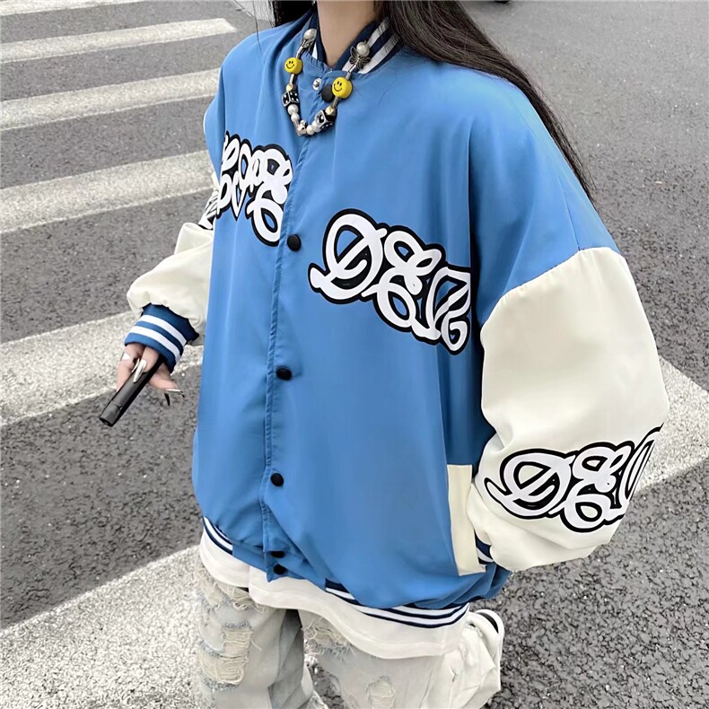 欧美高街夹克男女韩版潮流痞帅字母2023春秋新款ins外套W4604-P46,男装夹克,星座412