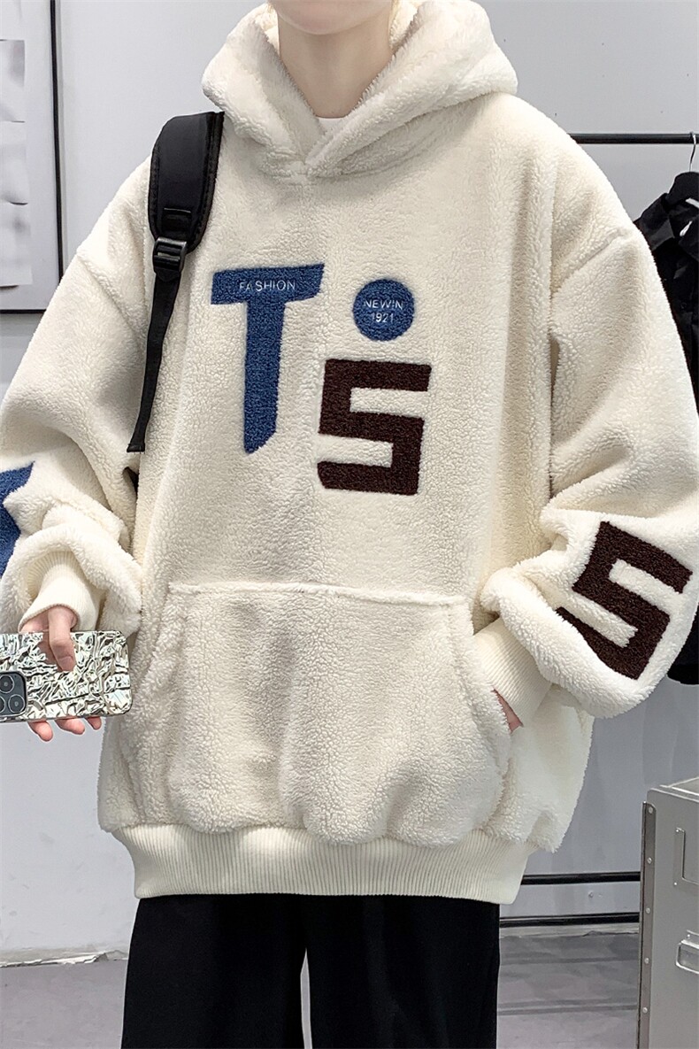 秋冬加绒加厚连帽羊羔绒卫衣男女休闲毛巾绣外套976-P90控价118,男装卫衣,电商A441-1