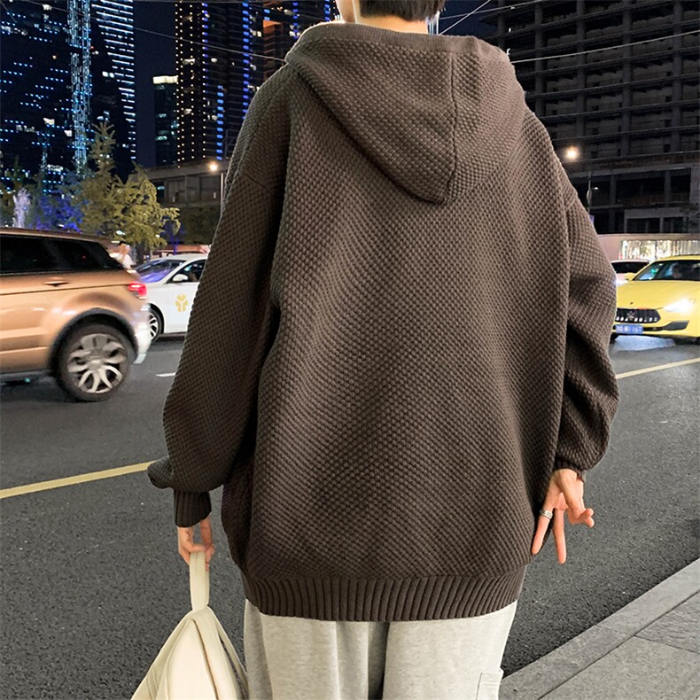 欧美高街华夫格连帽卫衣男女春秋潮复古痞帅休闲外套MY0277-P55,男装针织衫/毛衣,星座308B-1