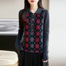 2025年秋季时尚百搭通勤简约休闲羊毛提花T恤，女装羊毛衫，朝思羊绒