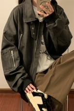 1扎染做旧面料双拉链大口袋情侣大码M-5XL夹克女JK77867P90控148，女装短外套，星座226-2