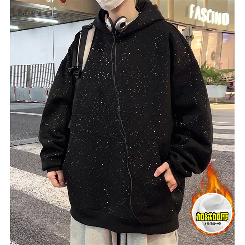 480G重磅加绒硬挺boxy男女秋冬美式高街结构满天星连帽卫衣厚外套，女装短外套，电商A486-1