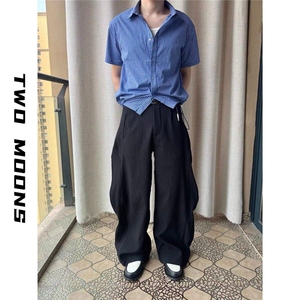 夏季设计感小众格子短袖衬衫男女慵懒高级感别致衬衣LA67299-P40图片