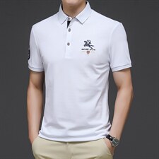 男士免烫短袖t恤薄款夏季中年休闲纯棉刺绣半袖POLO衫P48，男装Polo衫，星座1105-3