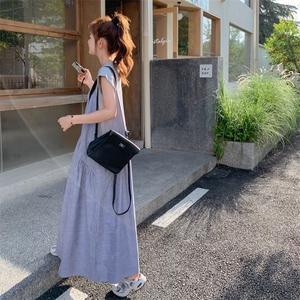 韩系慵懒风条纹拼接假两件连衣裙女2025夏季新款时尚洋气减龄裙子图片