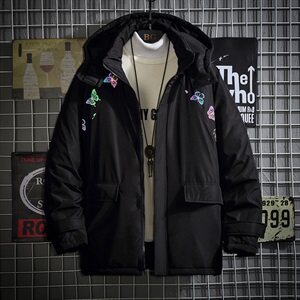 网格反光蝴蝶印花棉服男冬季大口袋棉衣外套A090-MY76 P125 限158图片