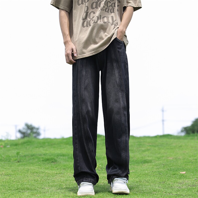 美式高街复古牛仔裤男士春秋宽松直筒vibe风男生裤N8122-P48,男装牛仔裤,星座308B-1