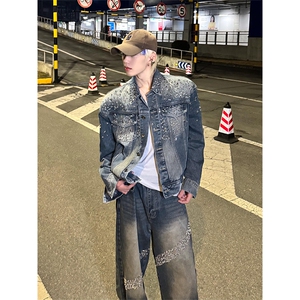 重工闪钻钉珠亮片牛仔外套镶钻上衣JK8883特P93牛仔裤KZ8883特P70图片