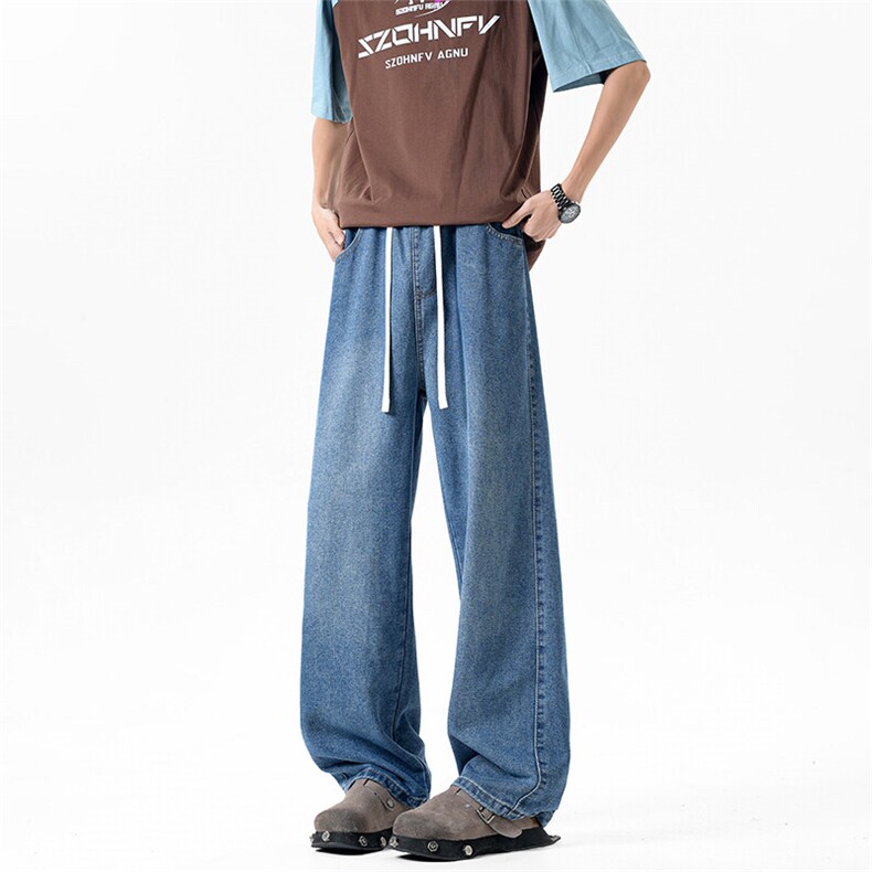 牛仔裤男春夏新款港风宽松纯色休闲长裤CK8209-P42,男装牛仔裤,星座214-3