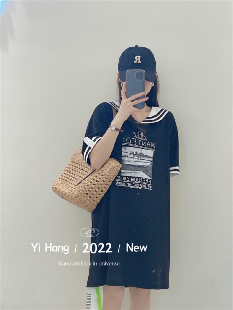 海军领连衣裙，女装连衣裙，一杭