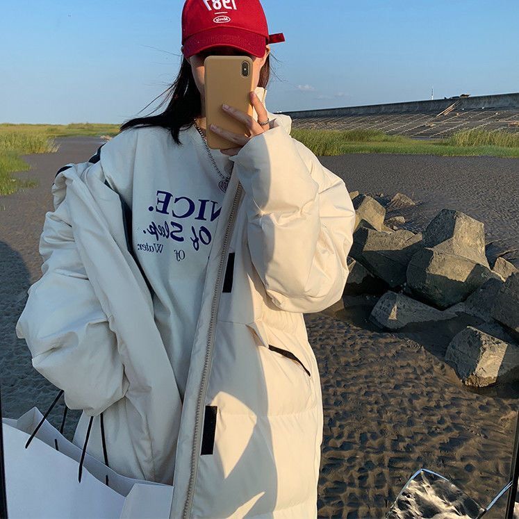 2024冬装新款长款羽绒棉衣宽松大码连帽棉服过膝女装上衣棉袄外套,女装棉衣/棉服,红依娜