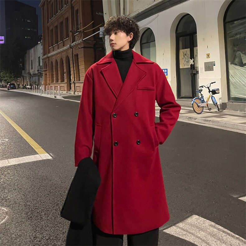 秋冬重磅新年毛呢大衣男潮百搭风衣外套宽松MN9571/P100加棉P110图片