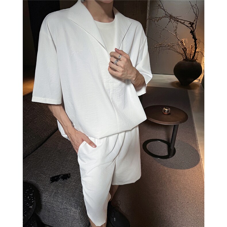 TZ25133-P50特控88大码冰丝透气假两件套装，男装休闲套装，电商D232