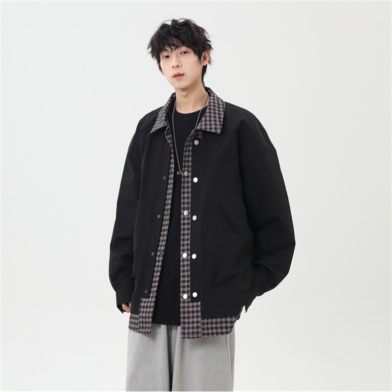 秋季休闲痞帅工装假两件翻领夹克潮流外套XZ301b-2-JK2582P78,男装夹克,星座301B-2（原A443-1）