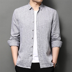 F83163亚麻精品男士长袖翻领衬衫实体品质，男装衬衫，钱塘207-1