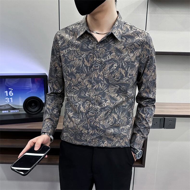 2024秋季新款男士花衬衣时尚印花个性复古衬衫A368-CS9912-P68,男装衬衫,电商A368