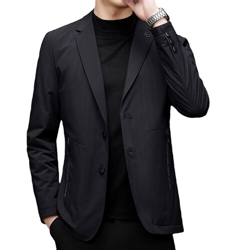 秋冬季新款商务休闲男士西服领中青年外套羽绒服SNNYR88619-P215，男装羽绒服，电商B212（原钱塘6029）