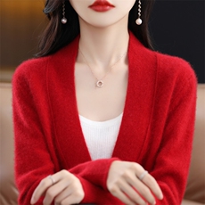优雅气质女开衫简约百搭显瘦保暖外套品质纯材质柔软舒适，女装羊毛衫，琳华羊绒