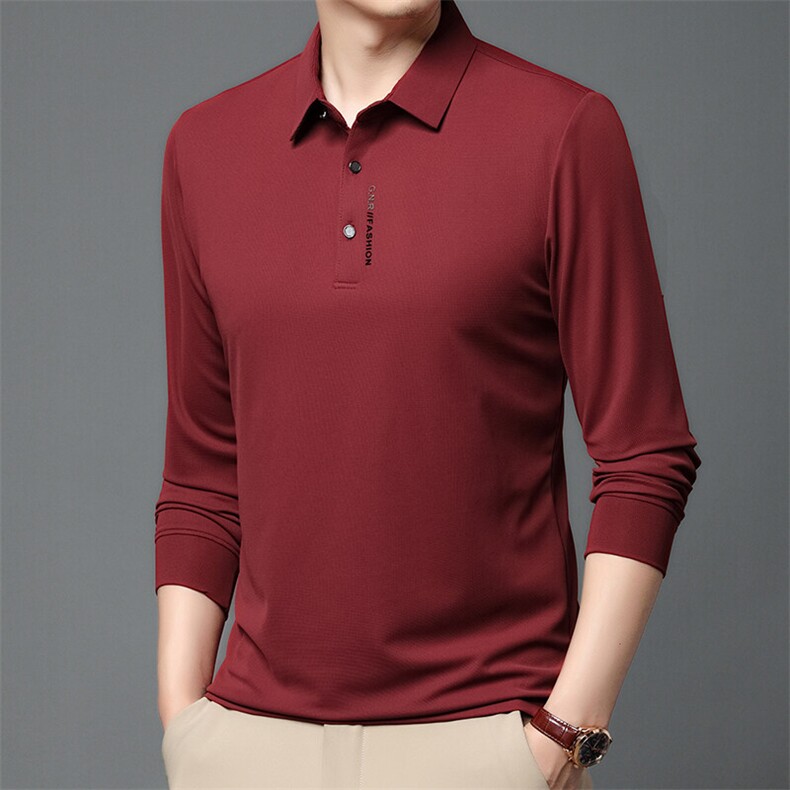 长袖T恤男士纯棉polo衫商务休闲弹力翻领打底衫上衣服,男装Polo衫,电商B212（原钱塘6029）